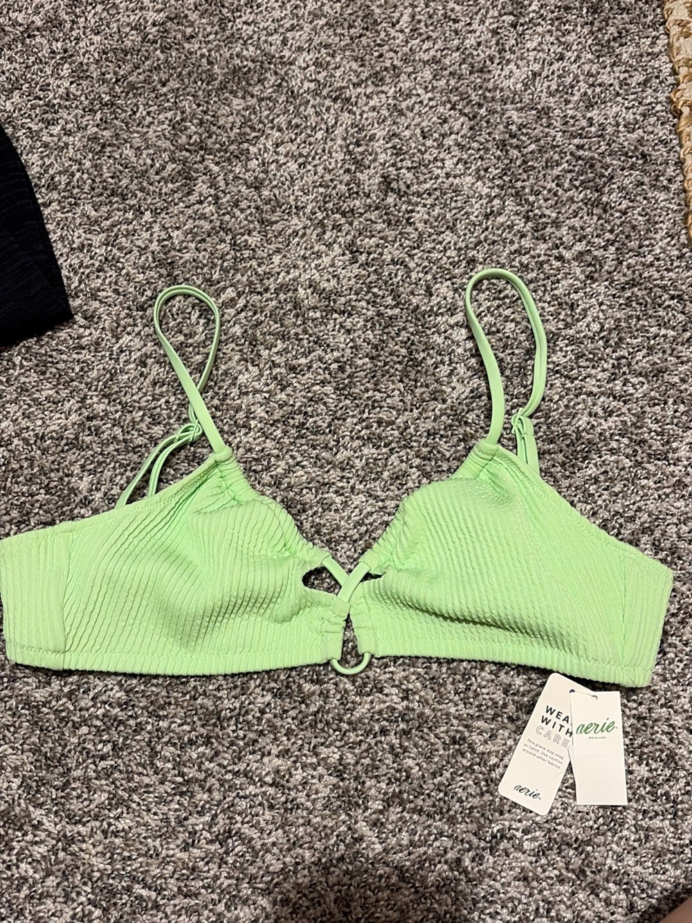 Aerie Light Green Ribbed Bikini Top